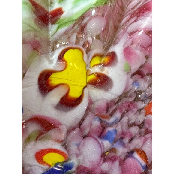 Vintage Italian Splatter Millefiori Ruffled Glass Basket Murano Polished Base - Picture 6 of 8